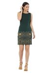 Hams Style Women's Printed Sleeveless Green Dress - Imported Soft Hosiery with Lycra