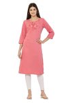 Hams Style Women's Pink 3/4th Sleeve Cotton Kurti - HL-D-5