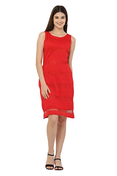 Hams Style Women's Red Cotton Sleeveless Dress - HL-D-4