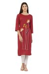 Hams Style Women's Red 3/4th Sleeve Cotton Kurti - HL-D-7