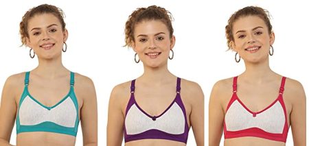 Hams Style - Cotton Half Padded Wire Free Bra Set for Women's (Pack of 3)