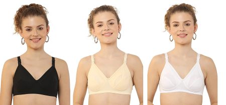 Hams Style - Cotton Half Padded Wire Free Bra Set for Women's (Pack of 3)