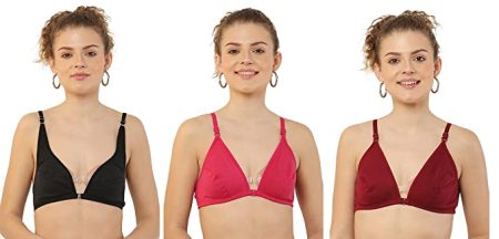 Hams Style - Cotton Half Padded Wire Free Bra Set for Women's (Pack of 3)