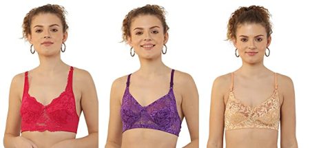 Hams Style - Cotton Half Padded Wire Free Bra Set for Women's (Pack of 3)