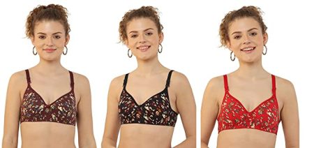 Hams Style - Cotton Half Padded Wire Free Bra Set for Women's (Pack of 3)