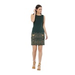 Hams Style Women's Printed Sleeveless Green Dress - Imported Soft Hosiery with Lycra