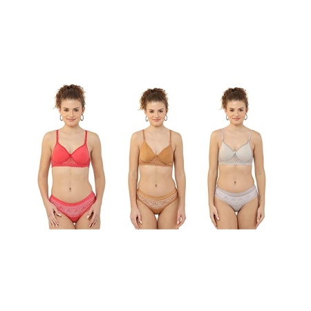 Hams Style - Cotton Half Padded Wire Free Bra Set for Women's (Pack of 3)
