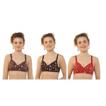 Hams Style - Cotton Half Padded Wire Free Bra Set for Women's (Pack of 3)